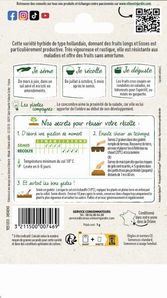 Potagères - Concombre Gynial HF1 - SDJ - Graines d'Exception - MEDIA_PACKAGING_VERSO